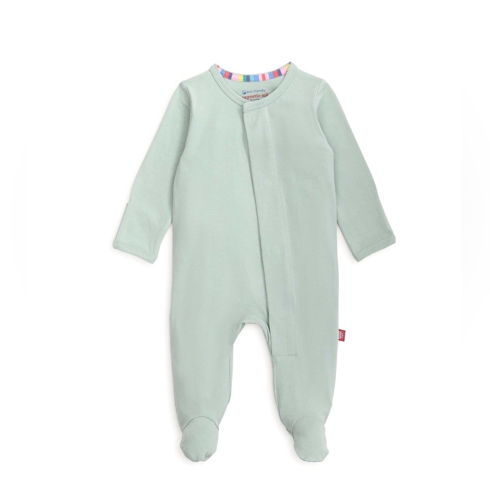 Magnetic Me Seafoam Green Blue Modal Baby Footie Sleeper Pajamas Size 3-6 Months